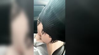 Petite Hot Friend Rides Dick in Car and Gets Huge Cumshot on Ass