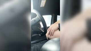 Petite Hot Friend Rides Dick in Car and Gets Huge Cumshot on Ass