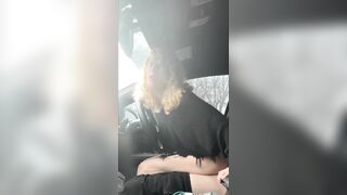 Petite Hot Friend Rides Dick in Car and Gets Huge Cumshot on Ass