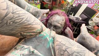 Pierced Tattoo Girl Anuskatzz Gets Rough Sex after Tattoo Session - Blowjob Fucking Orgasm Cumshot