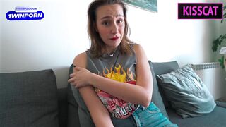 Step Sister Learn English for Webcam Show and ask Step Brother to help with Sexy Phrases