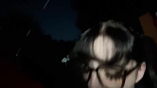 Pierced Goth Girl Takes a Cumshot Outdoors