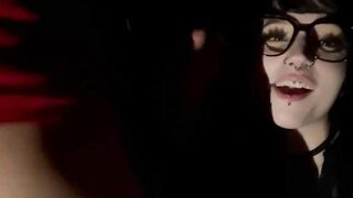 Pierced Goth Girl Takes a Cumshot Outdoors