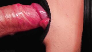 CLOSE UP: BEST BLACK LIPSTICK BLOWJOB from SEXY BRUNETTE! Magic DICK Sucking TECHNIQUE!