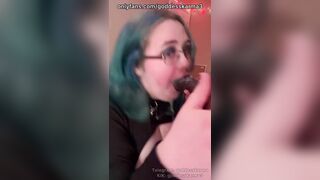 BBW Goth Girl Loves Sucking BBC until he CUMS all over her Face - Nasty Facial