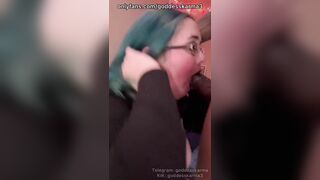 BBW Goth Girl Loves Sucking BBC until he CUMS all over her Face - Nasty Facial
