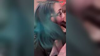 BBW Goth Girl Loves Sucking BBC until he CUMS all over her Face - Nasty Facial