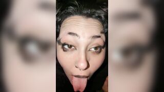 Dumb Goth Slut Gets Facefucked and Pissed on