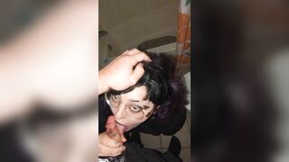 Dumb Goth Slut Gets Facefucked and Pissed on