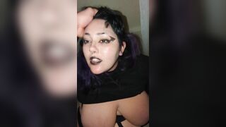 Dumb Goth Slut Gets Facefucked and Pissed on
