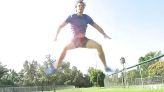 Busty Blonde Cheerleader Honey Blossom Seduces Quarterback Charles Dera with Shaved Pussy