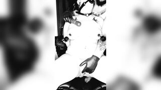 Bondage Fantasy- Goth Slut Gets Nipple Tortured & used while Gagged, Cuffed to a Chair