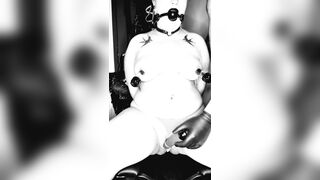 Bondage Fantasy- Goth Slut Gets Nipple Tortured & used while Gagged, Cuffed to a Chair