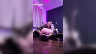 Skinny Trans Goth Girl Rides and Sucks Toys Wearing Thigh Highs