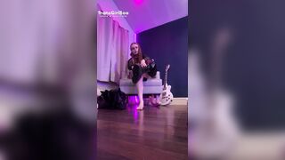 Skinny Trans Goth Girl Rides and Sucks Toys Wearing Thigh Highs