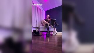 Skinny Trans Goth Girl Rides and Sucks Toys Wearing Thigh Highs