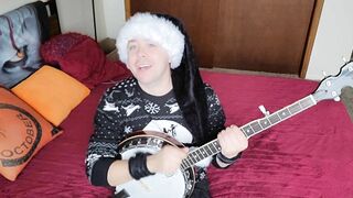 Transgirl Anally Masturbates while Playing Banjo
