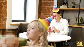 HUNT4K. Man bangs honey in ass and pays her boyfriend for anal fun