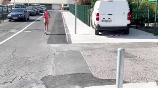Morning Run Of Monika Fox Without Panties Through The Streets Of The City
