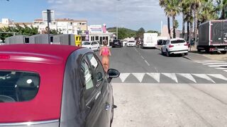 Morning Run Of Monika Fox Without Panties Through The Streets Of The City