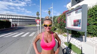 Morning Run Of Monika Fox Without Panties Through The Streets Of The City