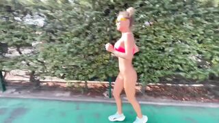 Morning Run Of Monika Fox Without Panties Through The Streets Of The City