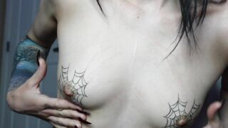 Sexy Petite Goth Girl Fucks herself in Bedroom - Soullessfoxxxi