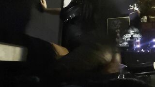 Extremly Hot Mistress in Leather Corset and Pantyhose is Edging her Pussy until SHAKING ORGASM