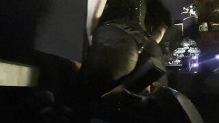 Extremly Hot Mistress in Leather Corset and Pantyhose is Edging her Pussy until SHAKING ORGASM