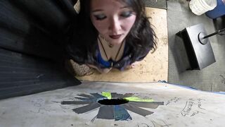 Thick Goth Asian Visits Glory Hole and Sucks him Dry