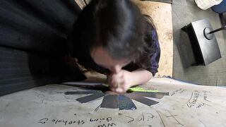 Thick Goth Asian Visits Glory Hole and Sucks him Dry