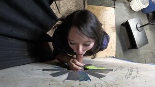 Thick Goth Asian Visits Glory Hole and Sucks him Dry