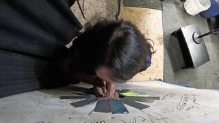 Thick Goth Asian Visits Glory Hole and Sucks him Dry